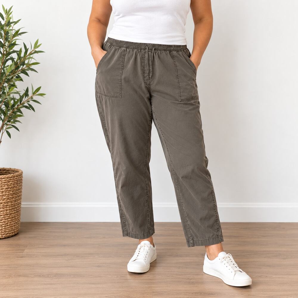 L.L Bean brown pull-on pants cotton classic 1X